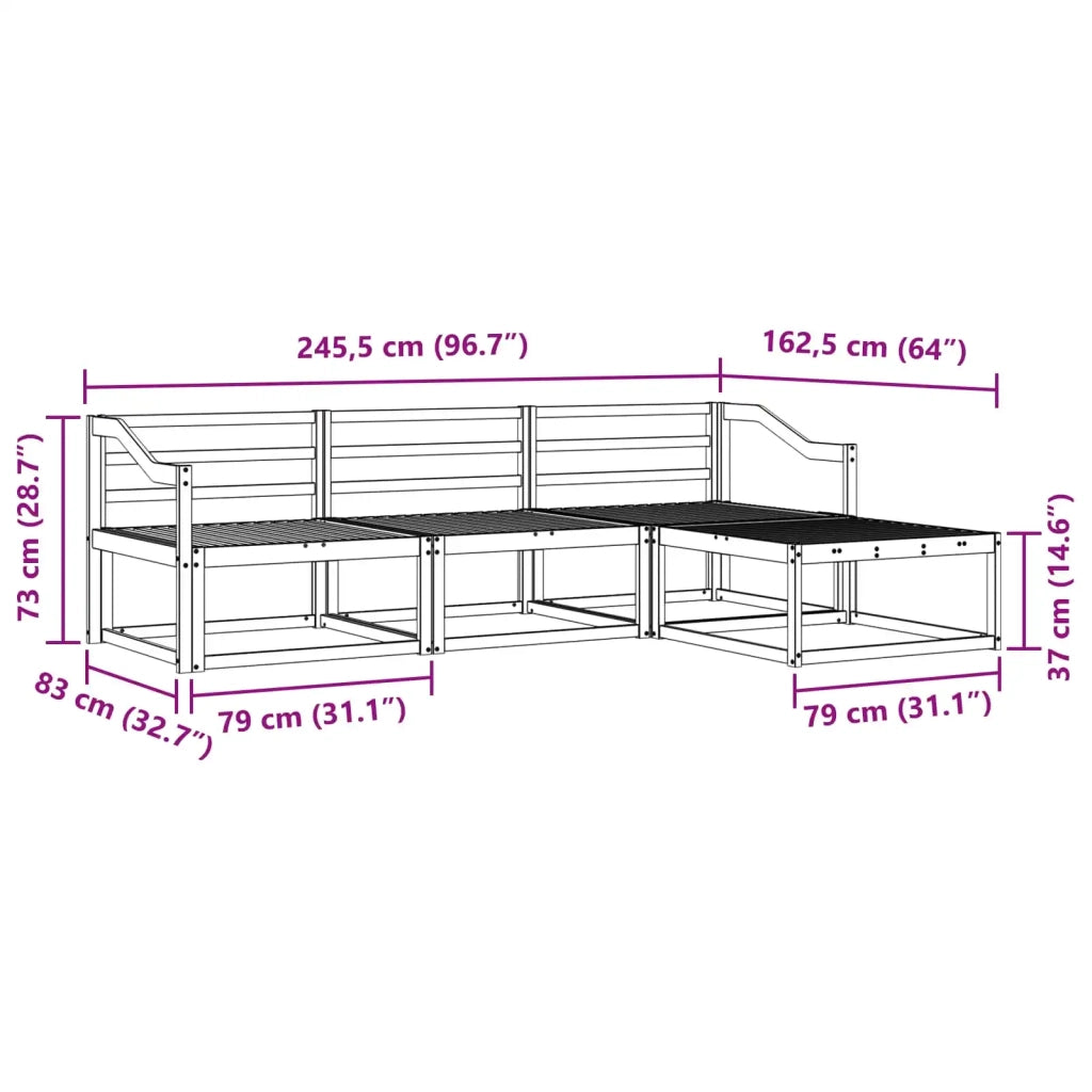 Set di divani da esterno 4 pcs Bianco 245,5 x 162,5 x 73 cm 3386283