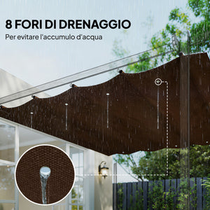 Telo Pergola per Esterni Anti UV 286x245 cm con 8 Fori di Drenaggio in Poliestere Bianco Caffè