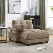 SESSEL Lounge 140x112x81 cm Tessuto Corduroy Khaki con 3 portabicchieri