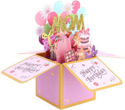 Carta di auguri piumata per mamma - 3D carta di auguri - Ballooni multicolori - Carte di auguri per compleanni con busta - Decorazioni creative - 23x23x17,6cm - Carta di auguri per compleanni