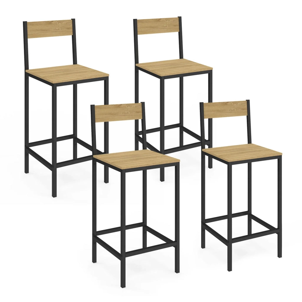 IDMarket - Set di 4 sgabelli da bar con schienale di design industriale DETROIT