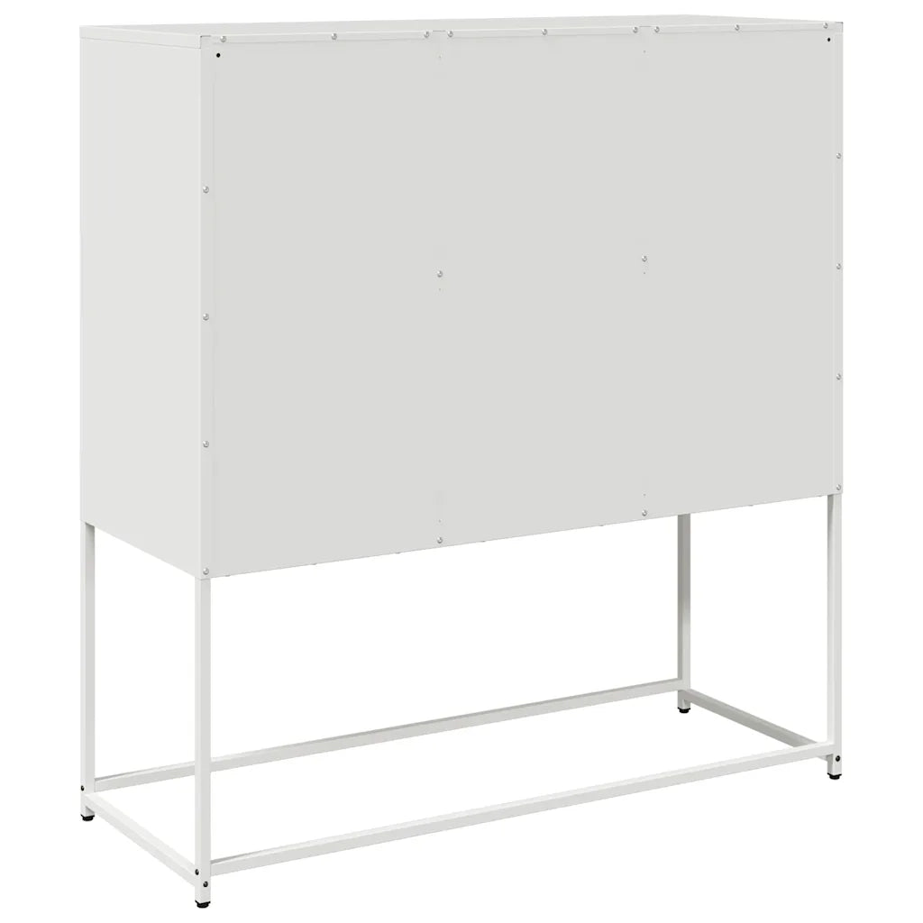 Credenza Bianca 100,5x39x107 cm in Acciaio Laminato a Freddo 853427