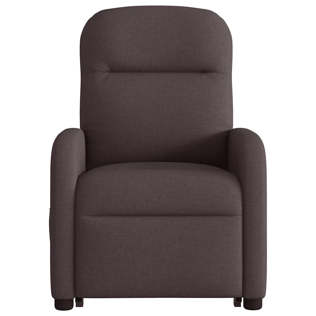vidaXL Poltrona Alzapersona Massaggi Reclinabile Marrone Scuro Tessuto
