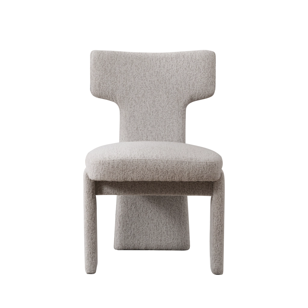 Set di poltrone Chenille moderne - Zephmum- 2 pezzi gambe in legno di gomma schienale curvo senza braccioli beige