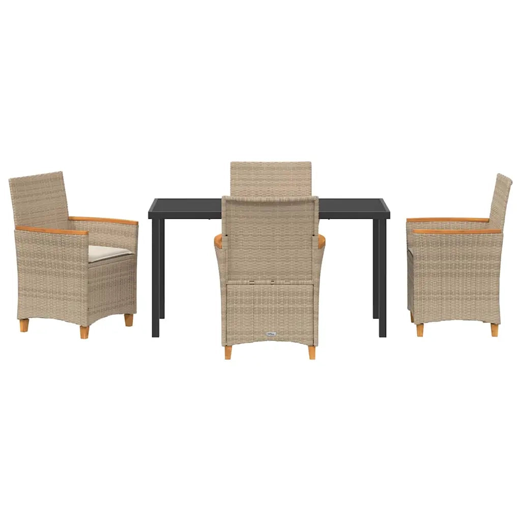 Set da Pranzo per Giardino 5 pz Beige polyrattan 3381102