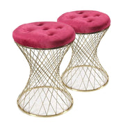 SET 2 SGABELLI LISBONA IN METALLO CON SEDUTA IMBOTTITA Ø 35 X 47 CM ROSSO