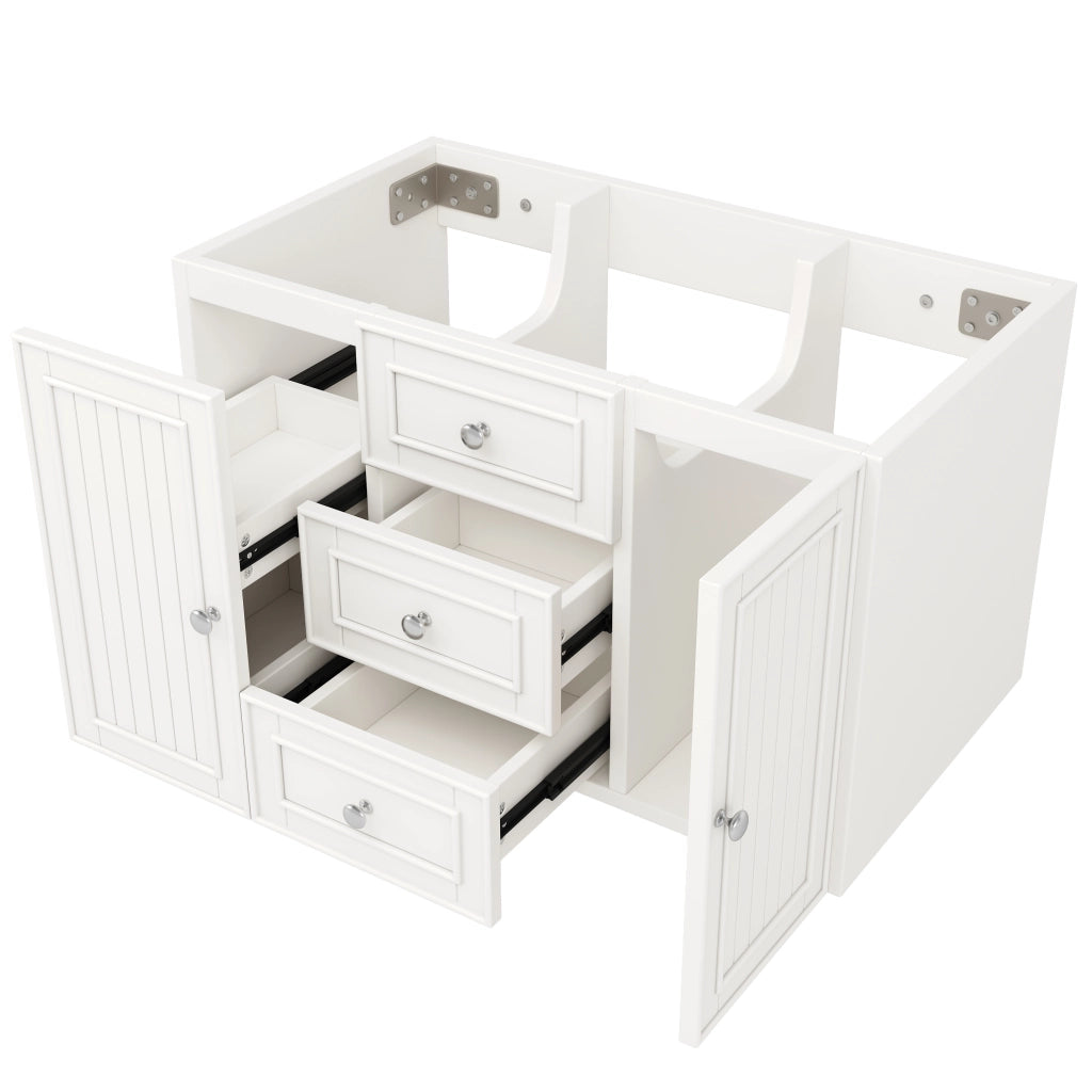 Mobile sottolavabo sospeso con lavabo in ceramica e 2 cassetti, in MDF e metallo, bianco, 78,5 × 46 × 46,8 cm
