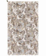 Tappeto floreale moderno con fiori stilizzati DUBAI BEIGE TORTORA in ciniglia multiuso lavabile antiscivolo cm.85x150