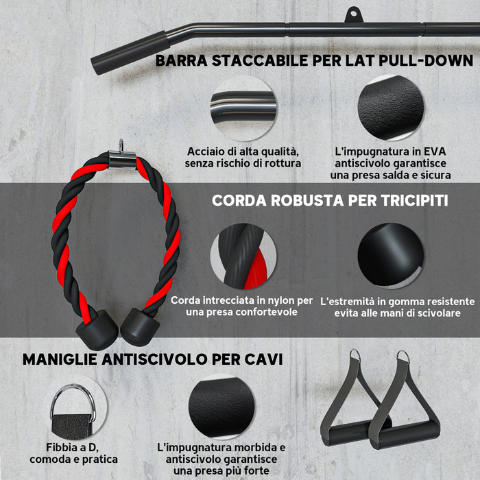 Pulley Machine Home Gym e Puleggia LAT Machine Attacco per Dischi Pesi Universali con Accessori