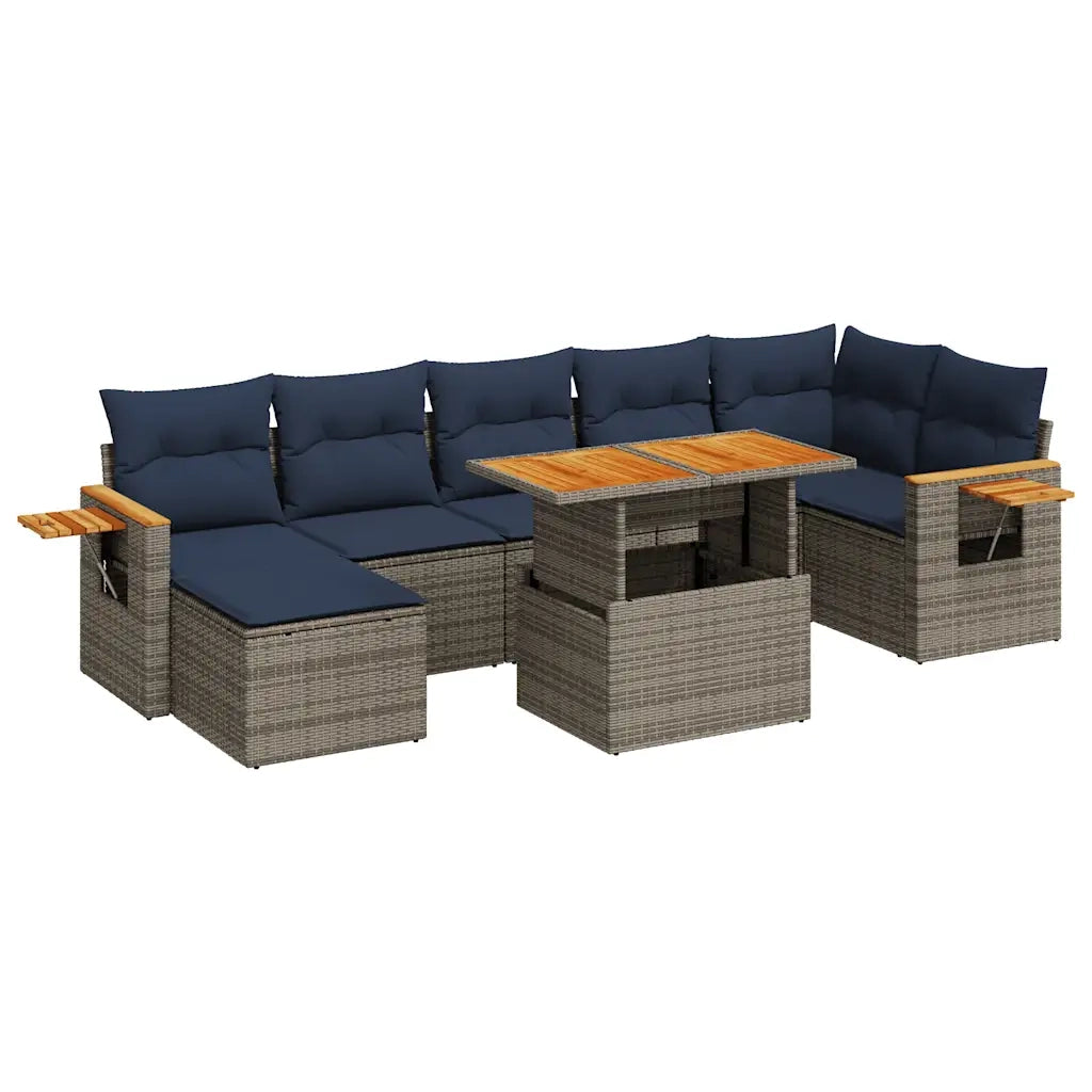 Set Divani Giardino 8 pz con Cuscini Marrone Polyrattan Acacia 3327631
