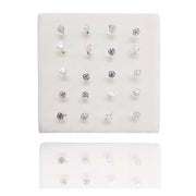 Trade Shop - Set 3 Pezzi Piercing Orecchini Naso 2.5 Mm Rosa Rosellina Argento 925 Sterling -