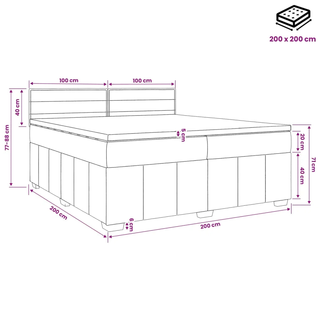 Letto box spring con materasso Grigio Chiaro 200 x 200 cm 3451283