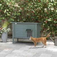 Casetta per Gatti da Esterno, Cuccia per Gatti, Resistente alle Intemperie, 1 Finestra, 1 Ingresso, 85 x 50 x 68.5 cm, Grigio Scuro