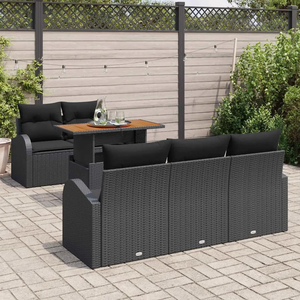 Set Divano da Giardino con cuscino 6 pcs Nero 3349526