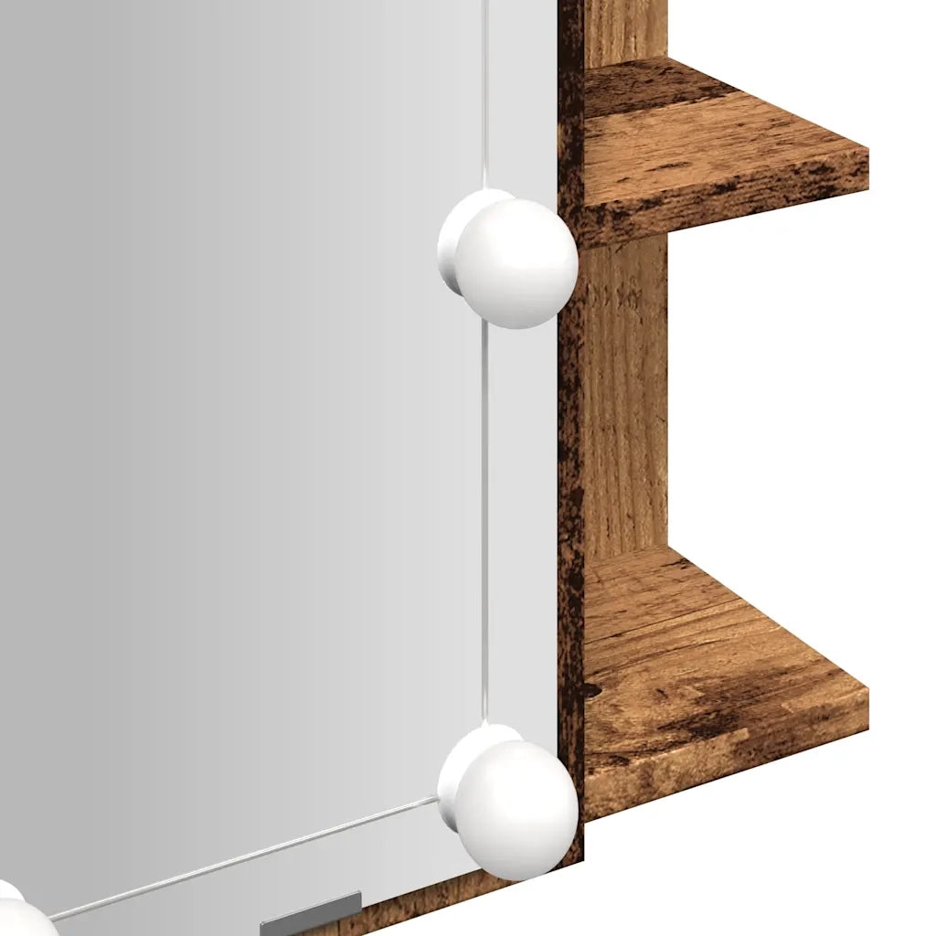 Mobiletto a specchio con illuminazione a LED contenitore per gioielli 70 x 16 x 60 cm atmosfera accogliente elegante finitura in legno anticato 02_0051000