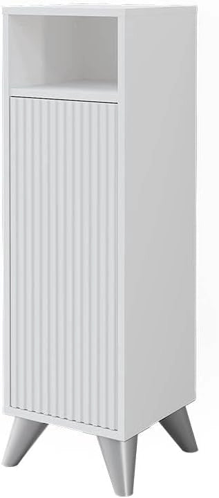 mobiletto bagno Leano, Bianco, 30 x 97 cm con porta