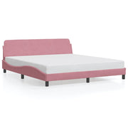 Letto matrimoniale | Letto per adulti | Giroletto con Testiera Dover Rosa 180x200 cm Velluto