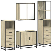 Set Mobili da Bagno | Armadio da bagno 4 pz Rovere Sonoma in Legno Multistrato