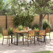 Set da Pranzo da Giardino  7 Pezzi Rete Poliestere Nero Acacia
