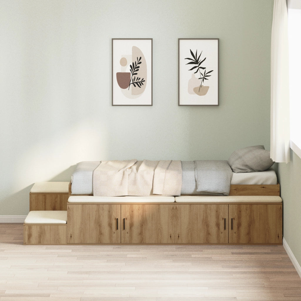 Letto Contenitore Finta Quercia 80x200 cm