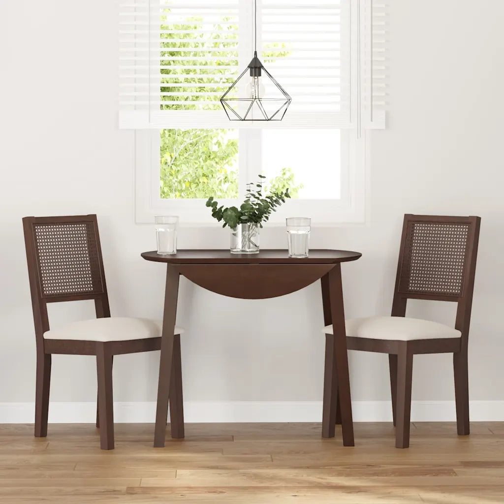 Sedie da Pranzo con Cuscini 2pz Marrone Legno Massello di Hevea