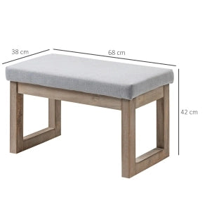 Panca imbottita grigia con gambe in legno 68 x 38 x 42 cm