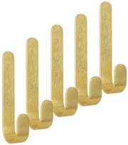Hanger da parete adesivo in ottone, robuste ganci in ottone, fissaggio alla parete senza perforazione, holder per asciugamani, appendiabiti, ideale per porta, armadio, bagno, cucina, doccia (ganci piccoli, 5 pezzi)