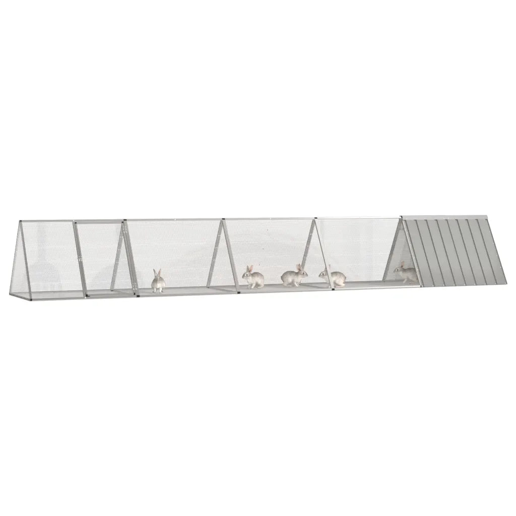 Gabbia per Conigli grigio 504,5x80,5x71 cm Acciaio Zincato