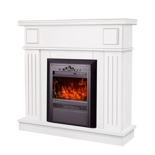 Camino Elettrico da Pavimento 99,7x103,4x27 cm Effetto Fiamma 2000W Marina & Cristina Bianco