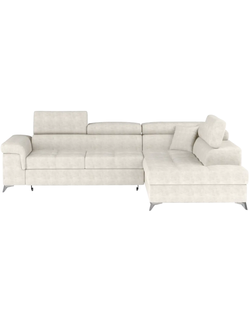 Divano angolare convertibile PALAZZO 4 posti beige - angolo destro con vano contenitore