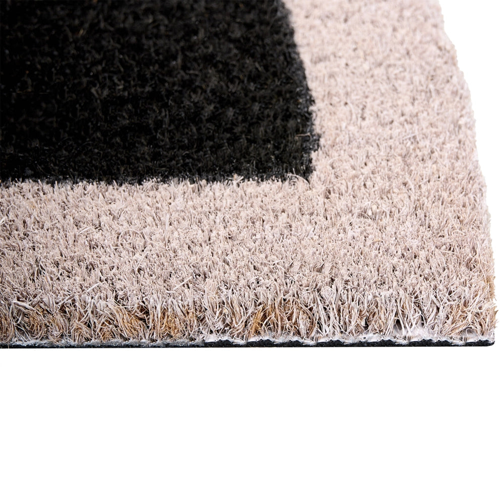 Zerbino in fibra di cocco antiscivolo 45 x 75 cm con supporto in PVC nero tappeto di benvenuto