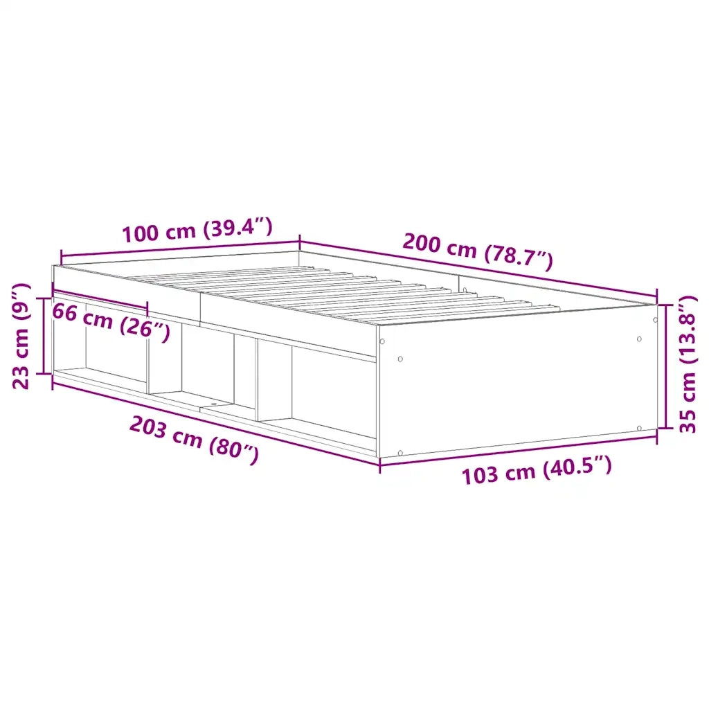 vidaXL Giroletto senza Materasso Rovere Artigianale 100x200cm