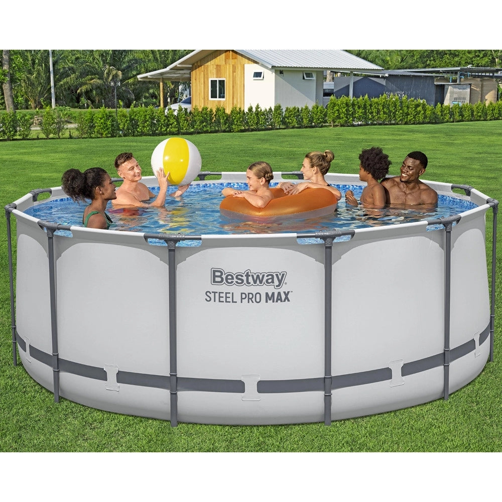Trade Shop - Piscina Fuori Terra Con Struttura Steel Pro Max Pompa Filtro Scala ø366x122cm Tonda 56420 -