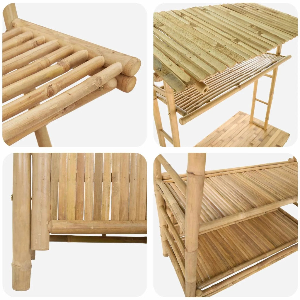 Tavolo da bar e sgabelli da esterno 3 pz Naturale Bambù 3469655