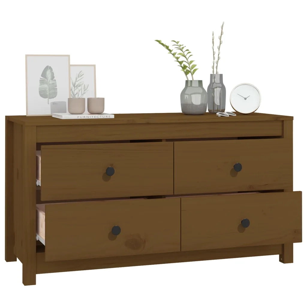 Armadietto Marrone Ambra 100x40x54 cm in Legno Massello di Pino