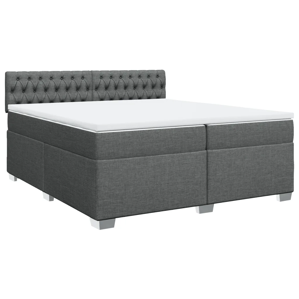 Giroletto a Molle con Materasso Grigio Scuro 200x200 cm Tessuto