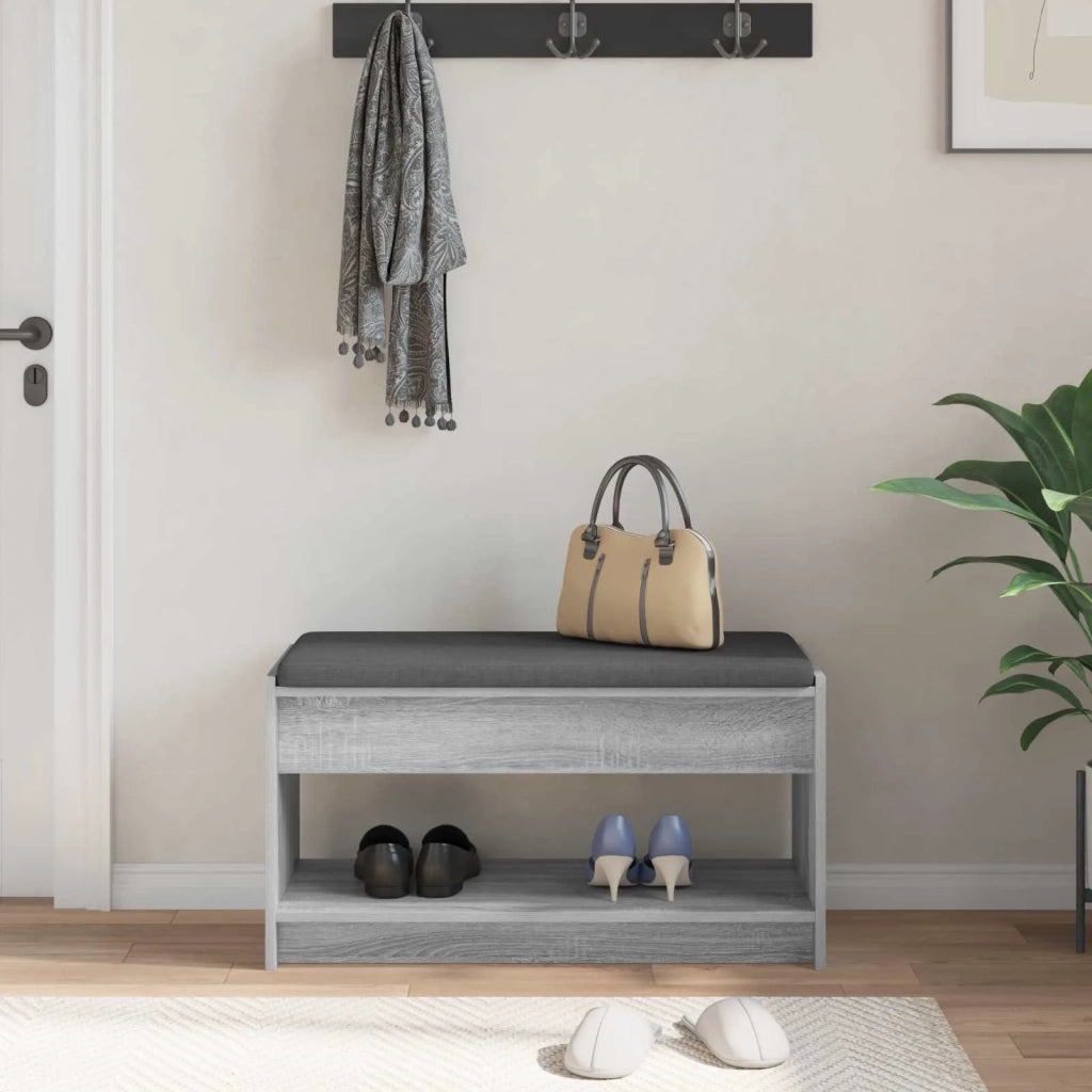 Panca per ingresso con cuscino Sonoma grigia 83 x 38 x 45 cm