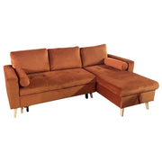 JAMESDivano letto angolare a 3 posti in velluto terracotta