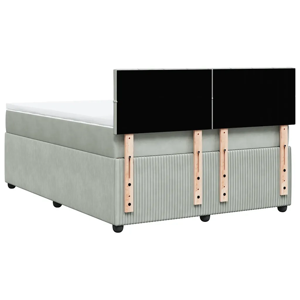 Giroletto a Molle con Materasso Grigio Chiaro 140x200cm Velluto 3290058