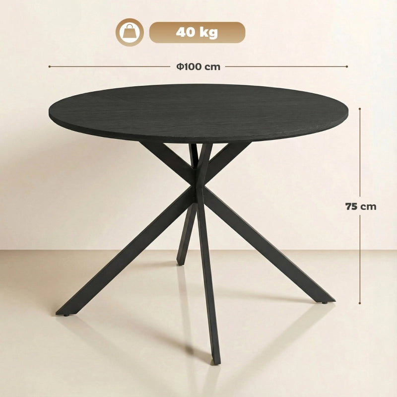 TAVOLO da pranzo rotondo 100 cm stile industriale legno nero