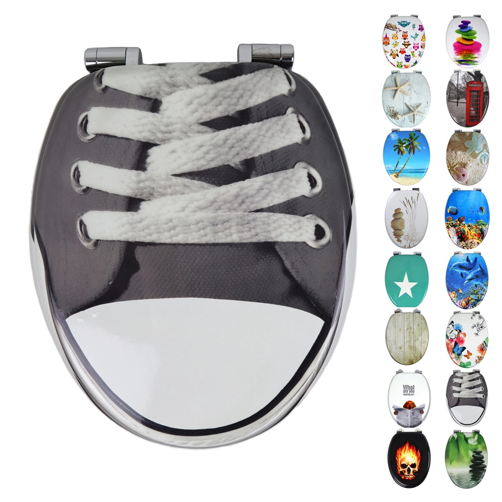 Sedile wc copri vater universale frizionato fantasia in mdf chiusura rallentata *** fantasia shoes, confezione 1