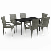 Set da pranzo da giardino per esterni 7 pezzi mobili grigi e neri 02_0013973