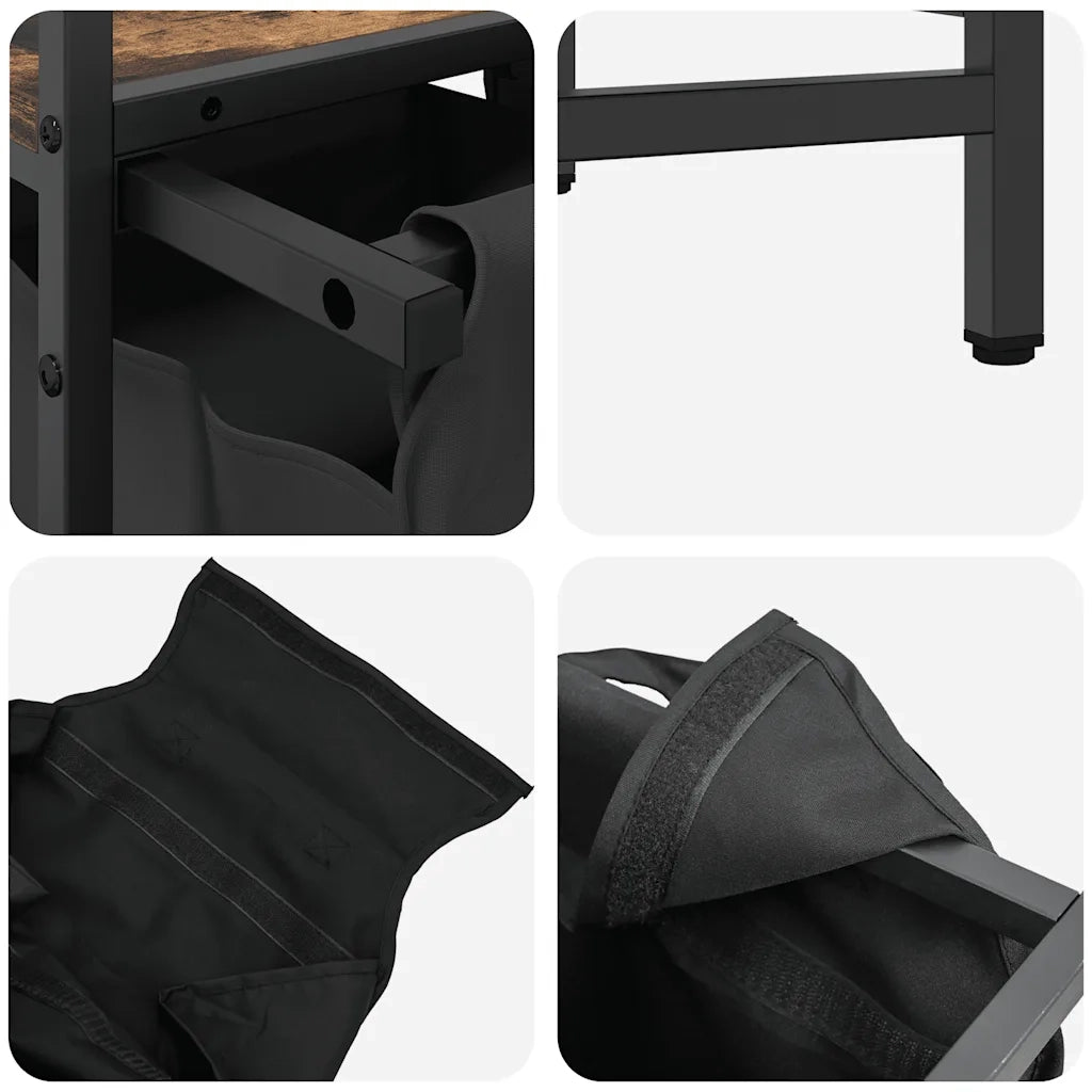 Cesto per la Biancheria 1 Scomparto con Ripiano Rovere Fumo 859072