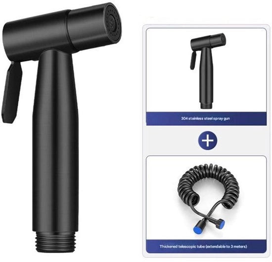 Flessibile rubinetto da bagno/doccia in acciaio inox, doccia a mano, bidet, doccia a mano in acciaio inox - nero