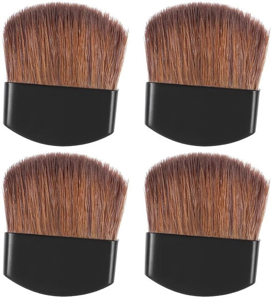 4 Mini Pennelli per Trucco - Set di Pennelli Soft - Multifunzionali - per Polvere e Rossetto - Portatile per Viaggio e Bagno