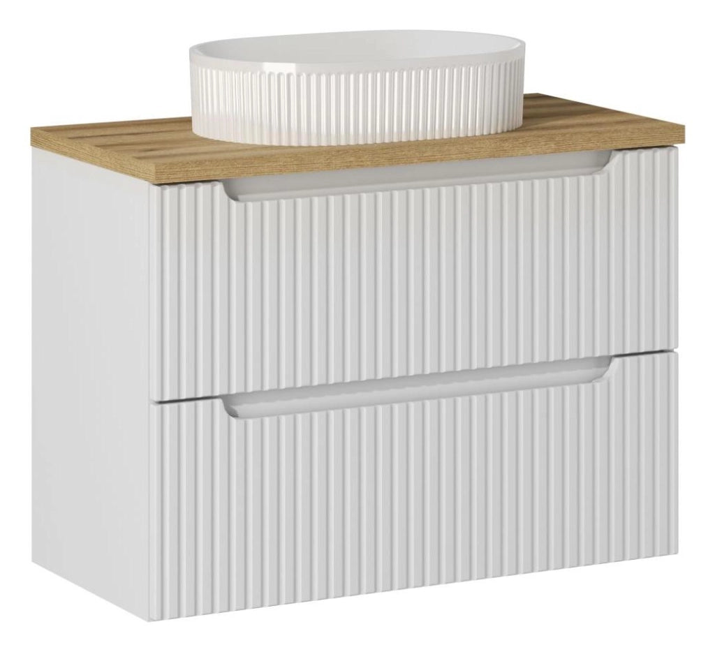 Set mobili bagno 80 cm con lavabo da appoggio Nova White 80 x 1401 x 1401 cm
