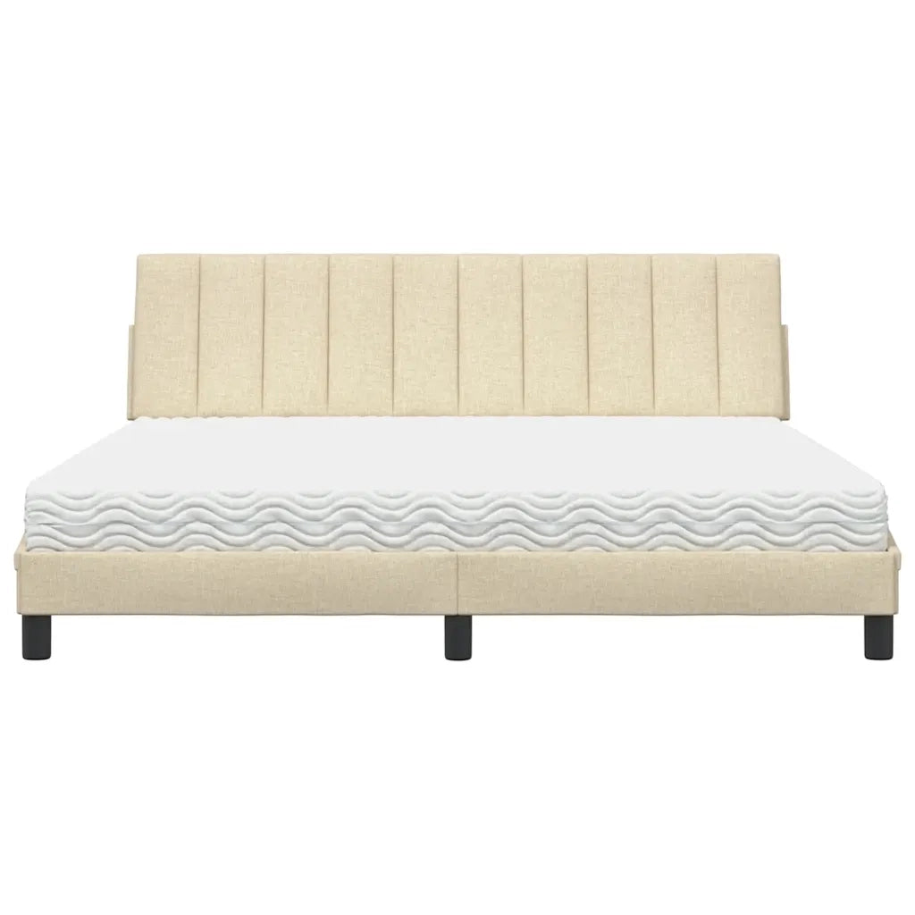 Letto con Materasso Hanko Crema 180x200 cm in Tessuto