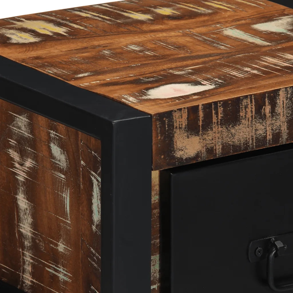Comodino-Tavolino da notte Multicolore 40x35x25 cm in Legno Massello Recupero