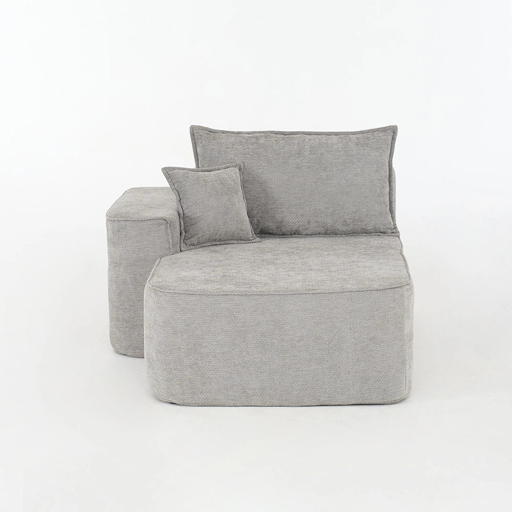 Chaise longue confortable - Xylo - Cuscini morbidi con tasche laterali, grigio