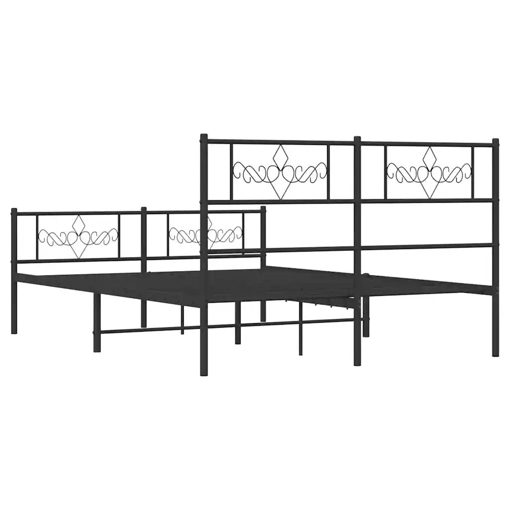 vidaXL Giroletto con Testiera e Pediera Metallo Nero 150x200 cm